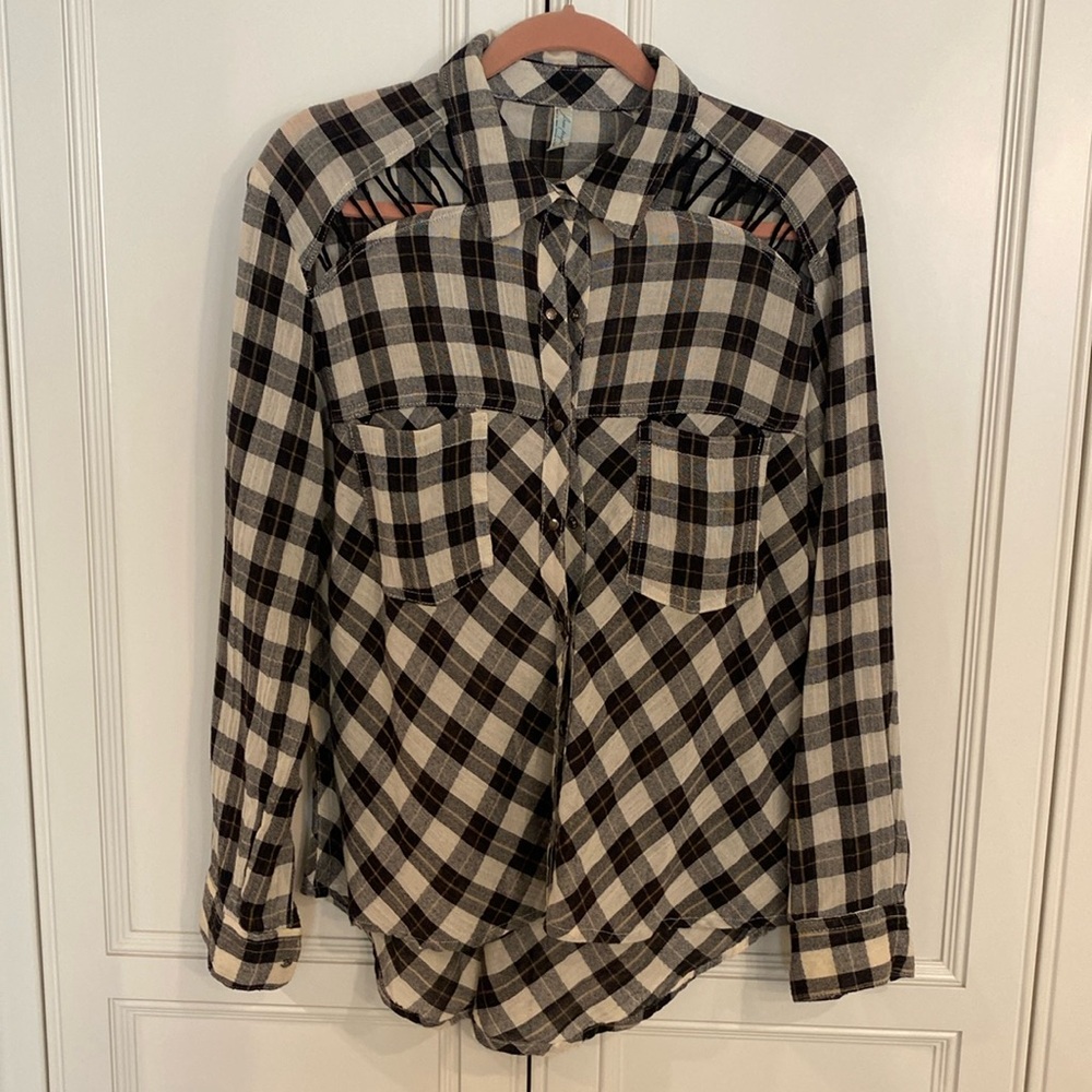 Free People Long Sleeve Buttom up Jacket Plaid